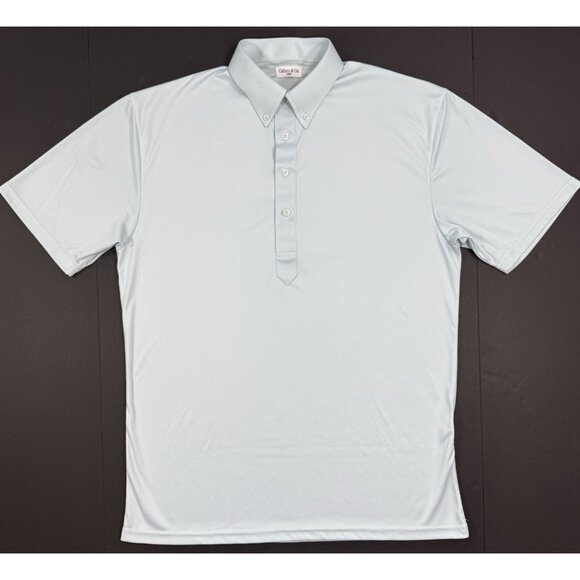 Collars And Co Mens Dress Collar Polo Shirt Size Large Golf Performance Blue - Picture 1 of 9